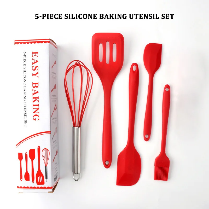 Home and Kitchen Accessories 5Pcs Heat Resistant Food Silicone Kitchen Utensils Cooking Spatula Set