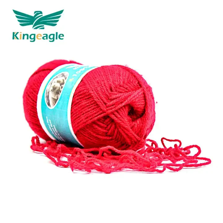 Kingeagle Wholesaler Direct Sale 100%Polyester Fabric Red Wool Sweater Hand Knitting Yarn