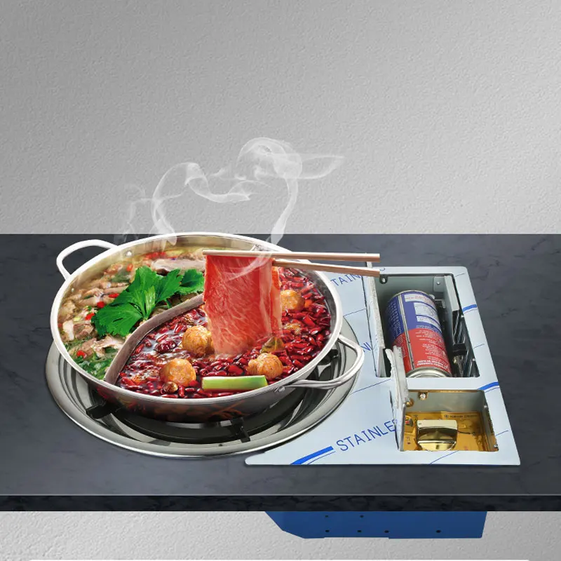 Factory Directly Korean Restaurant Table Embedded Propane Butane Barbeque Grills