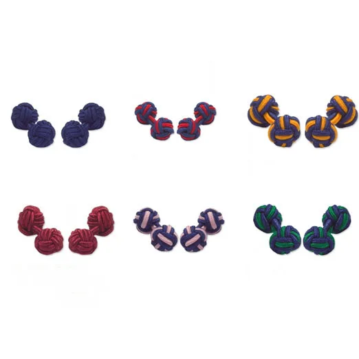 Мужские Запонки с шелковым узлом, темно-синие