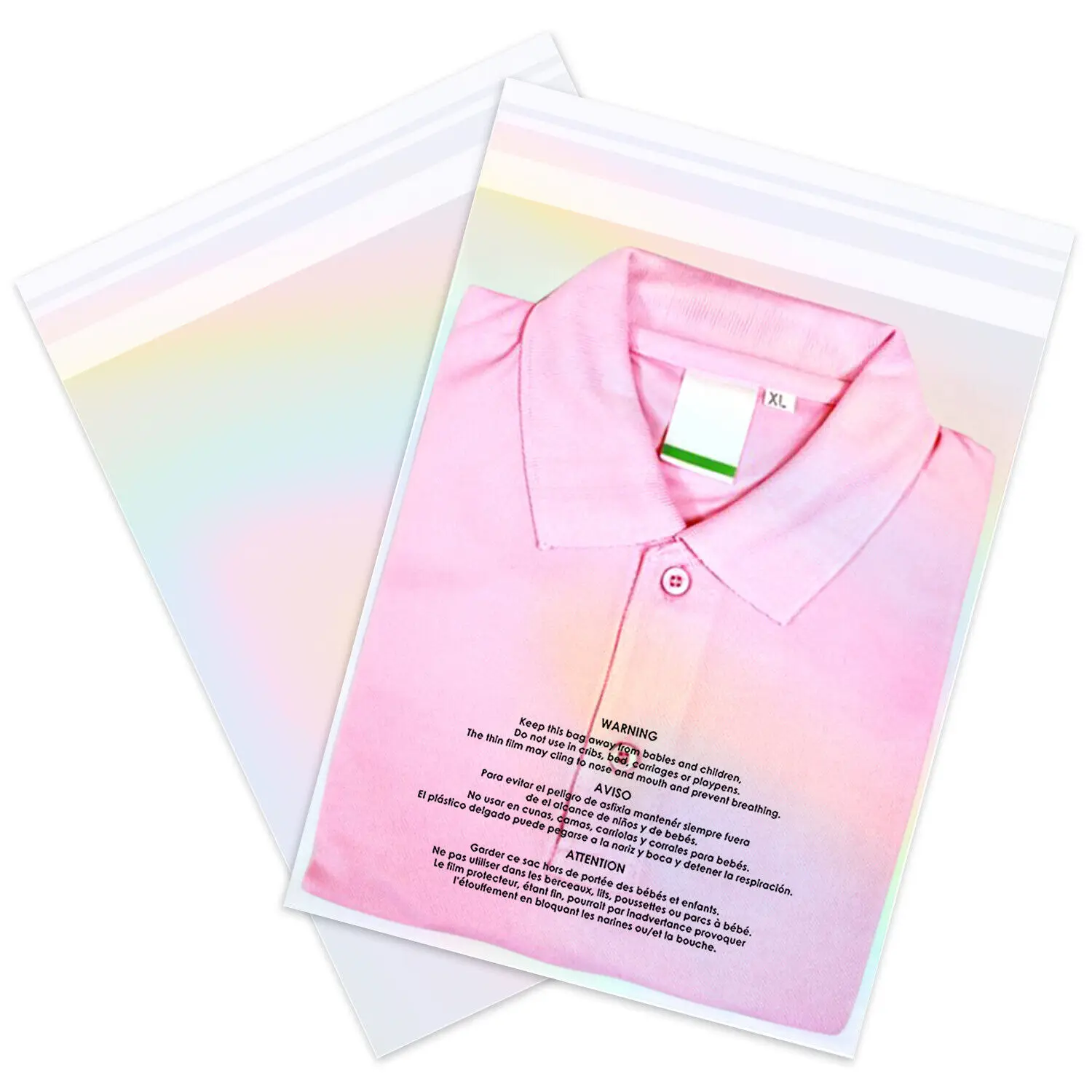 Customized Polybags Self Seal Adhesive Resealable Holographic Cellophane Bags for Small Business for Garment Clothing Packaging