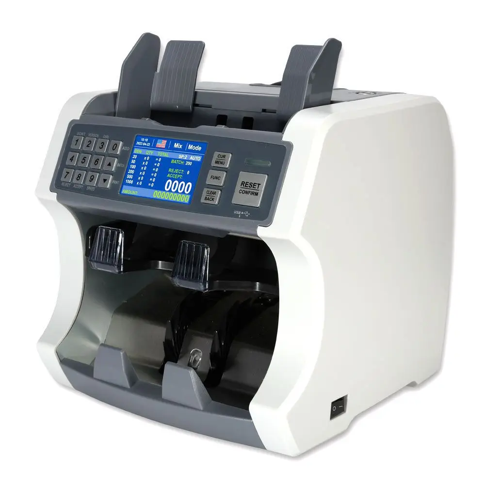 S200 2CIS UV MG IR 2Pockets currency Banknote Sorter with TFT Display Money Counting Machine