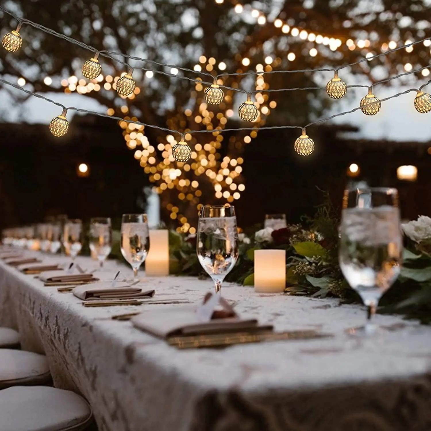  Заводская распродажа рождественские украшения для свадебной вечеринки 8 моделей теплый белый 20 светодиодных круглых гирлянд марокканские шариковые огни