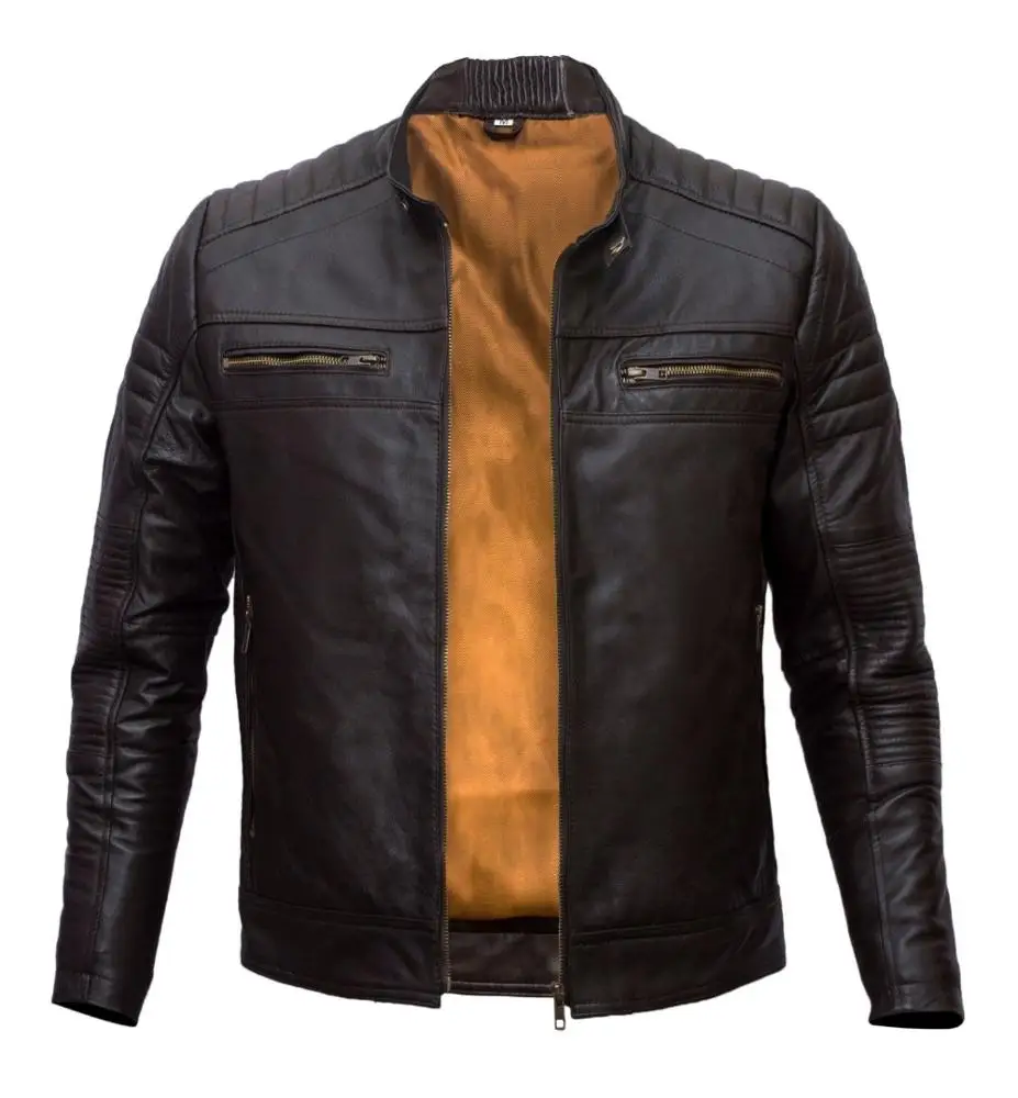 
wind breaking mens soft black leather jacket 