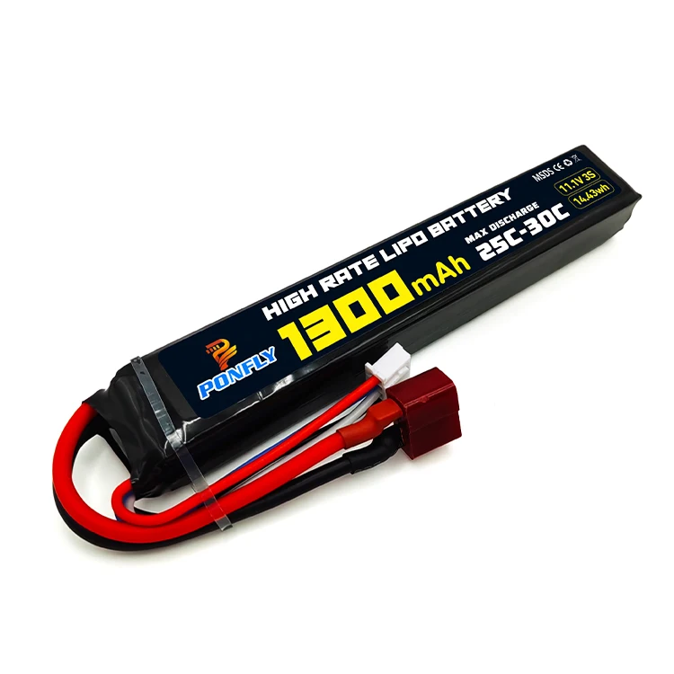 PONFLY Lipo Battery 11.1V 1300mAh 1400mAh 25C 30C High Power Rechargeable 7.4V Battery For Water Bullet Gun Toy Lithium Battery