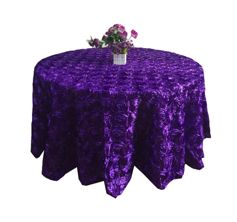 Hot Sale Beautiful Luxury  3D Embroidered  floral wedding  Table Cloth rosette satin flower  tablecloth