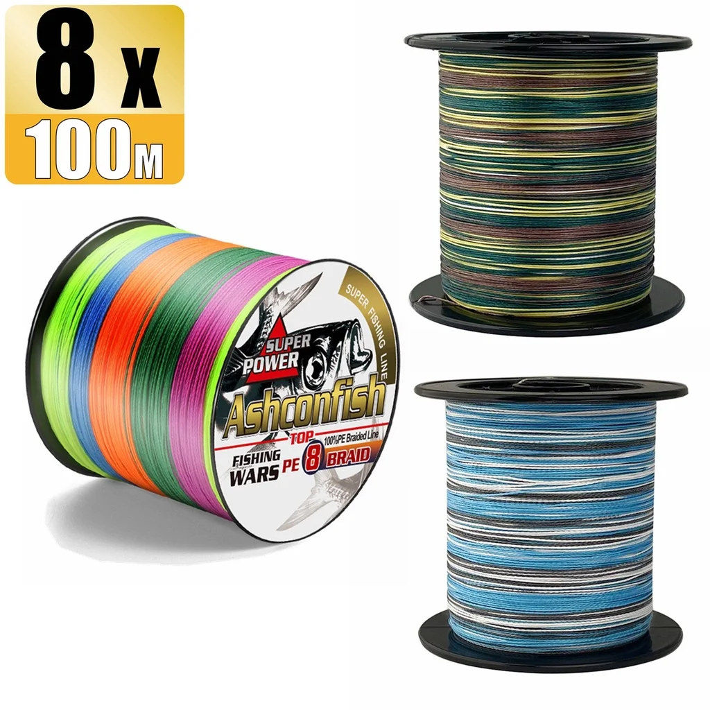 100m 10 LB-300LB 8 Strand Braided Fishing Line Camouflage Pe Main Line 500m 1000m Pe Strong 8 Weaves Braided Fishing Rope