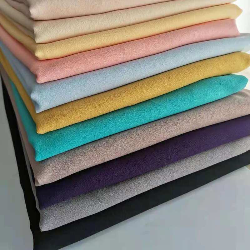 Wholesale Custom 100 Polyester Elasticity Chiffon Fabric 75D Crepe Wrinkled Stretch Chiffon Fabric
