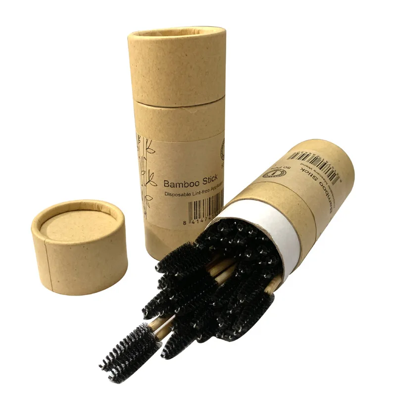 100 Counts Eco-friendly Bamboo Wand Mascara Applicators in Paper Tub