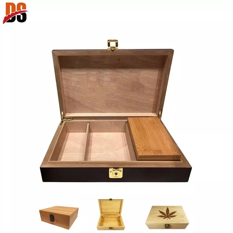 Ящик для хранения DS Wood с подносом-качалкой большой ящик 100% бамбуковый деревянный банками