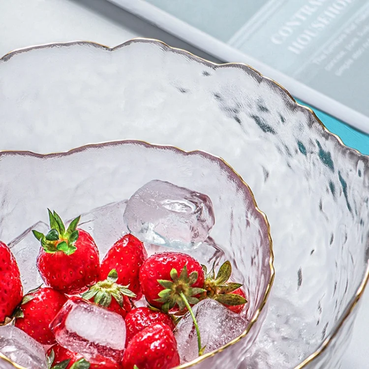 Creative Color Embossed Cute  Dessert Salad Tableware Glass Bowl