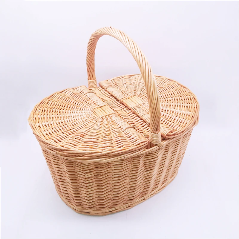 Good Quality Handmade Eco Friendly Holiday Custom Made Wicker PP Rattan Picnic Fruit Storage Basket New Design
