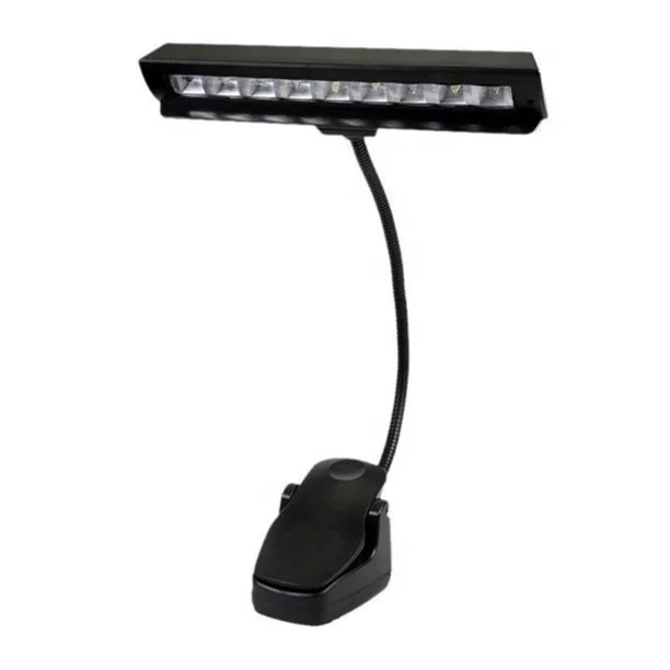 Flexible 9 LEDs Clip-On Orchestra Music Stand Piano Lamp Light with US Adapter (Color: Black)