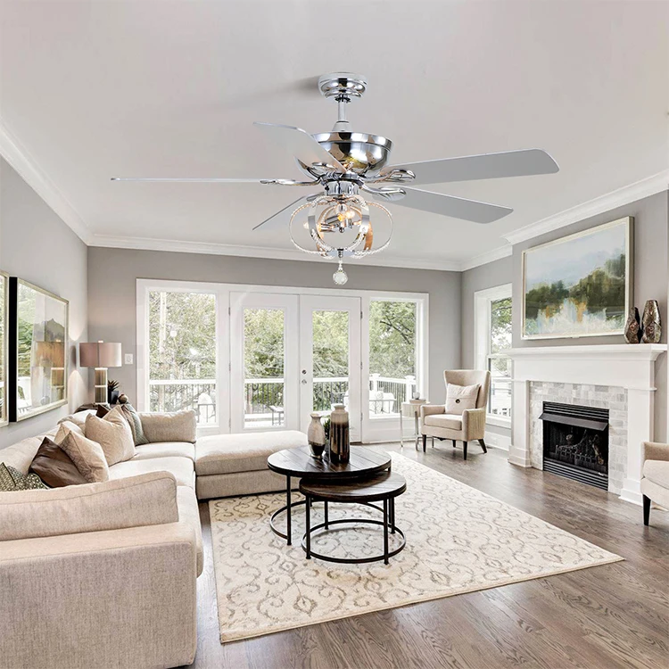 High Product Iron 52Inch 5 Blades Decorative Home Restaurant Led Ceiling Fan Light