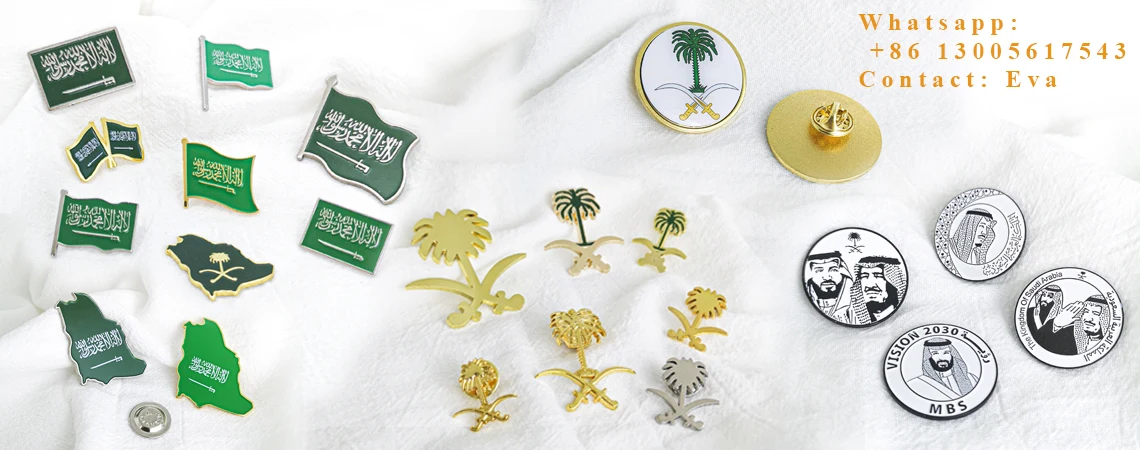 Ready stock  3D logo gold plated metal palm tree saudi arabia pin fast shipping