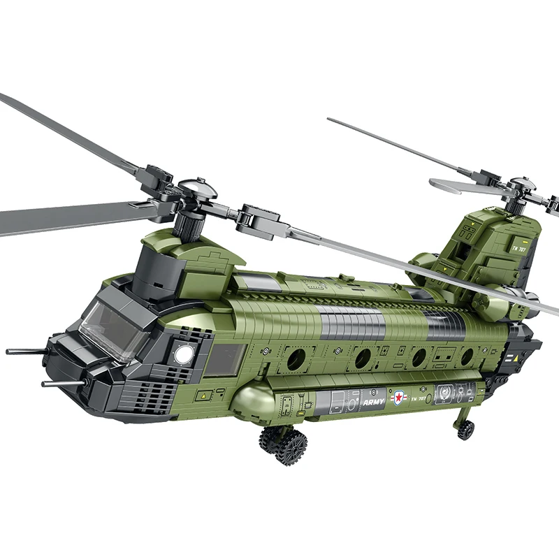 Military Armed Transport Helicopter Building Blocks Ch-47 Transport Plane Helicopter Model Blocks Set For Christmas Gifts