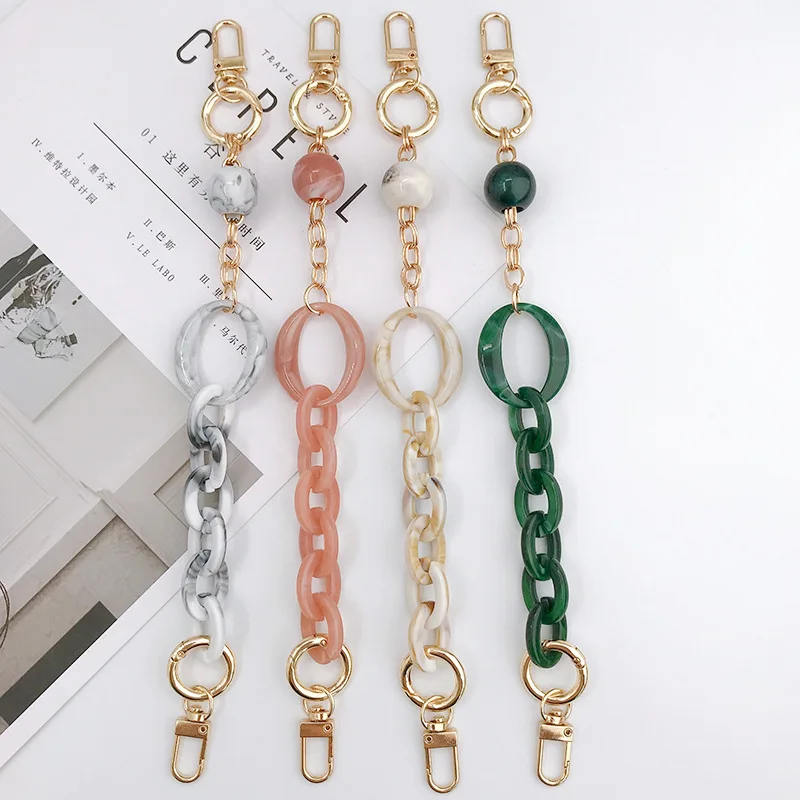 Acrylic Double Chain Portable Mobile Phone Lanyard Diy Jewelry Accessories Retro Mobile Phone Case Chain 2021