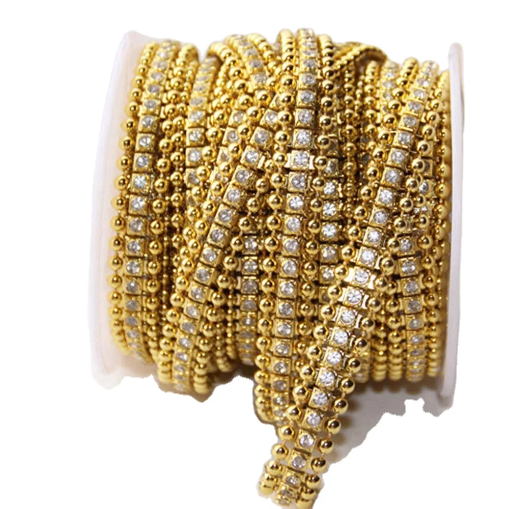 diy shoes decorative plastic beaded lace chain garment costume textile square imitation pearl diamond trimming sewing gold trim