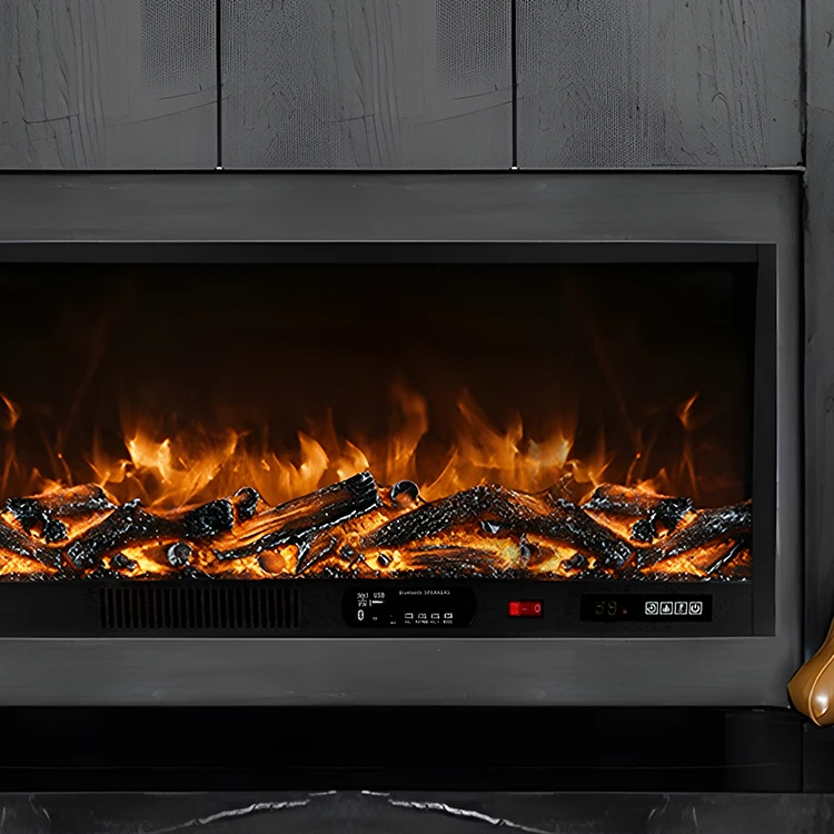 Fireplace Manufacturer  Western Style Cheap 1200 mm Bluetooth Music Real Flame Effect Home Living Room   Electric Fireplace