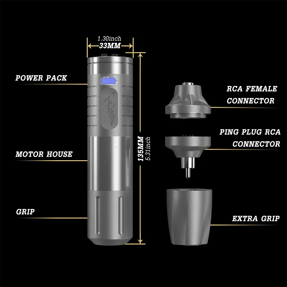 EZ tattoo EvoTech pen machine 2 grips 1600mAh battery pack tattoo pen machine wireless tattoo machine with Digital LED Display