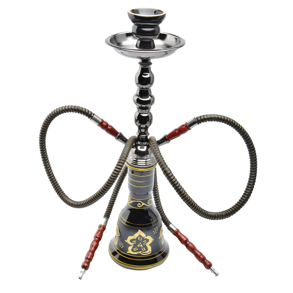 New Design 4 Pipe Egyptian Shisha Hookahs Luxury Hand Engraving Custom Sheesha Hookah