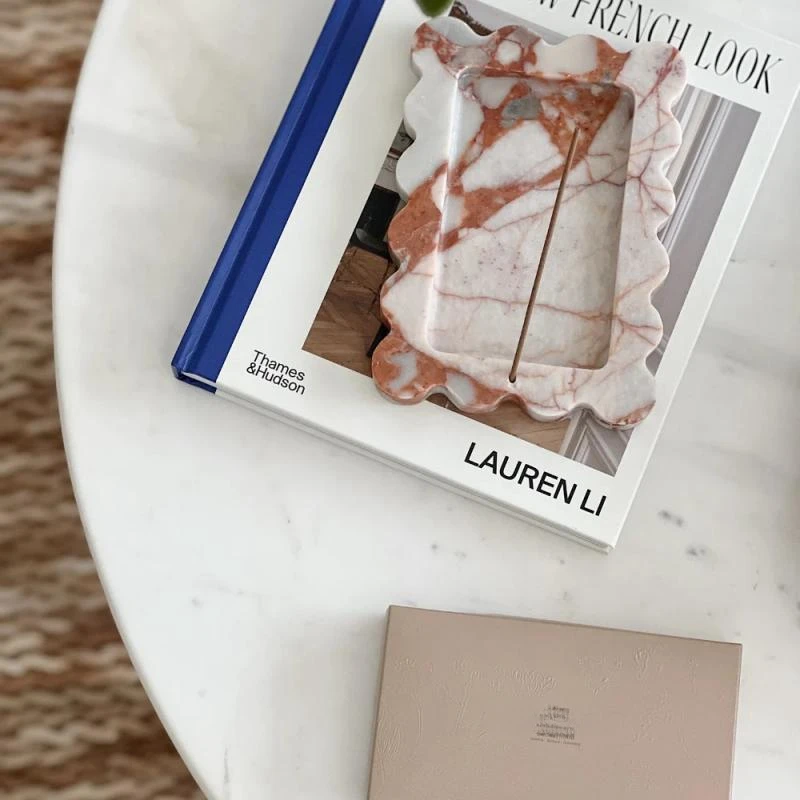 stonekocc Customized Luxury Calacatta Viola Purple Rosso Alicante Marble Aroma Tray Stone Incense Insert Holder Home Decoration