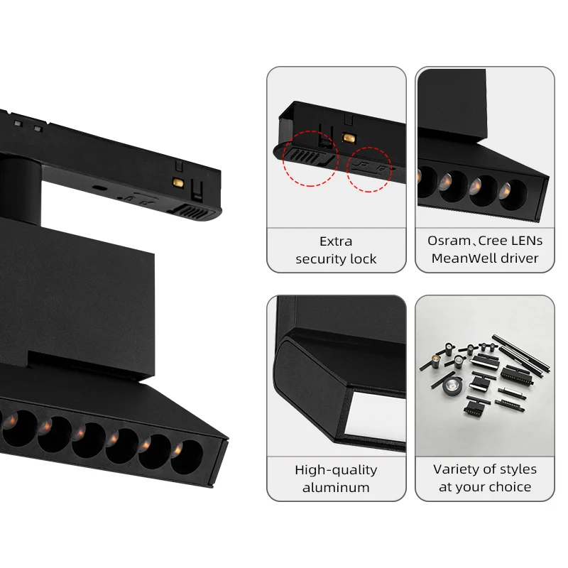 Ceiling Commercial Adjustable Tuya Dali Dimmable COB Spot Pendant Linear Rail Recessed 48V Magnetic LED Track Light