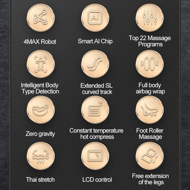 2022 Best Selling 4D Zero Gravity Shiatsu Massage Chair Sl Track Far Infrared Heating Calf Rollers Massage Chair