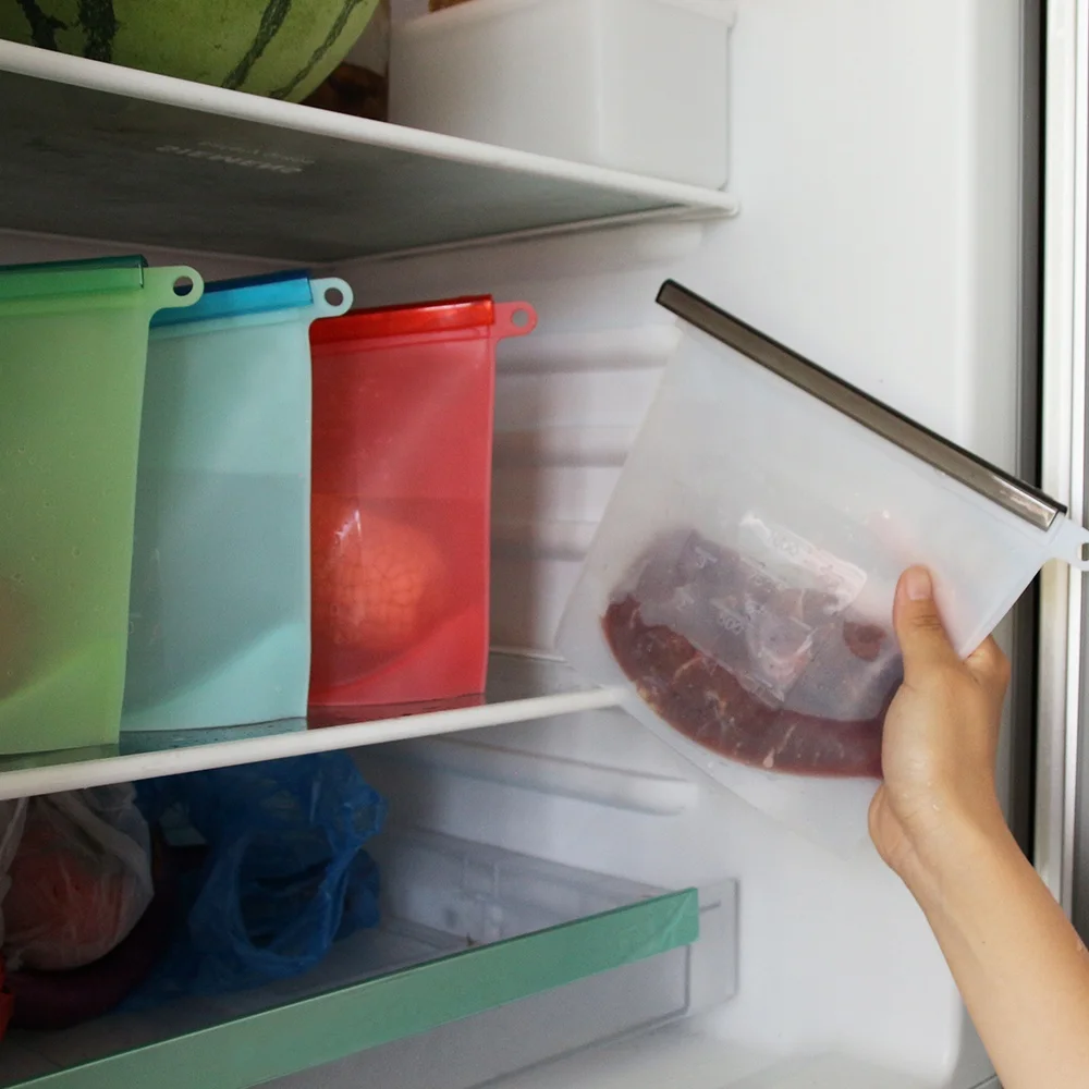 BPA Free Plastic Container Freezer Gallon Size Zip Snack Lunch Bag Reusable Silicone Food Sandwich Storage Bags