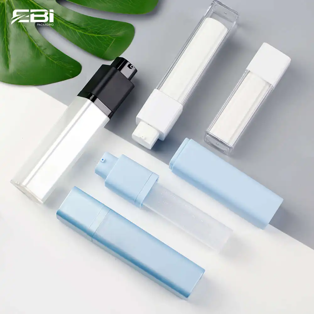 cheap bottle lotion pomp black airless bottle square 15ml 30ml 50ml square lotion bottle