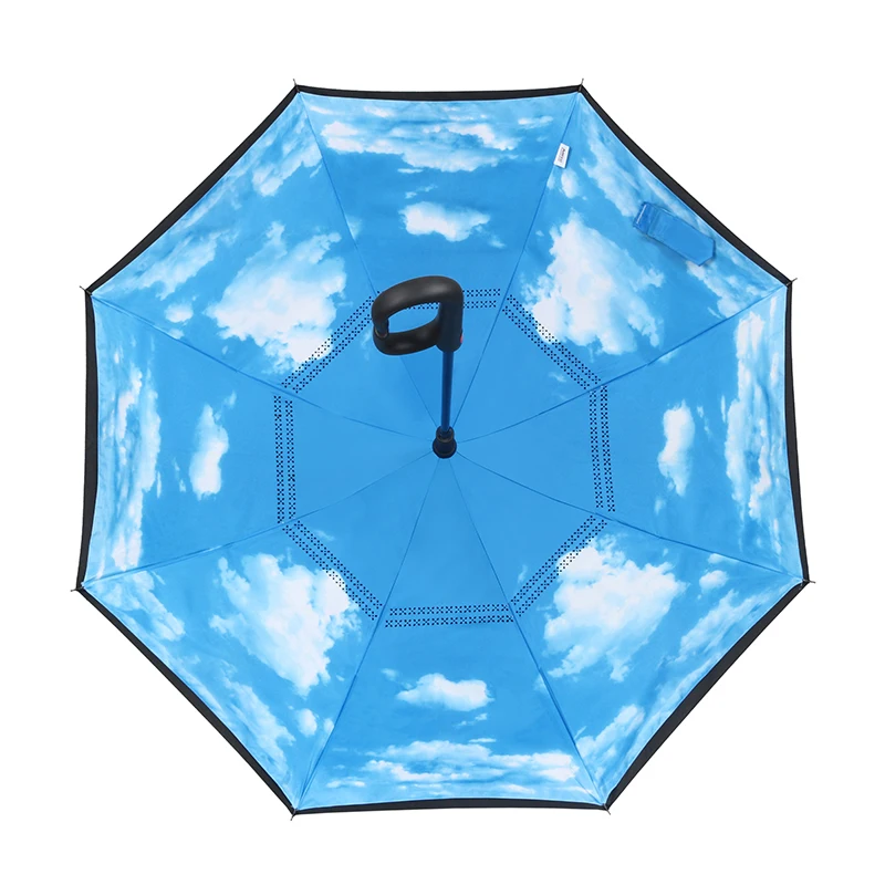 Ok Umbrella Promotion Custom Pattern Printing Upside Down Double Layer Reverse Umbrella