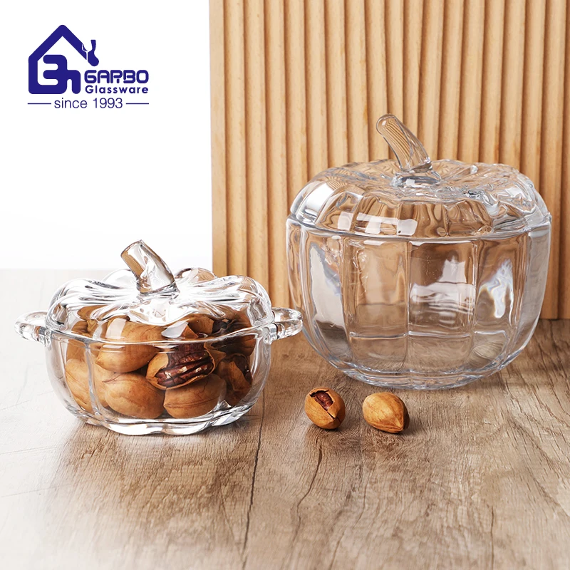 Стеклянный горшок в форме тыквы с крышкой