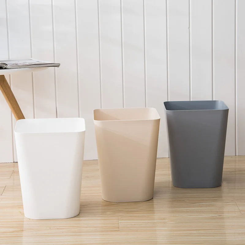 Modern Style Paper Basket Lidless Trash Can Standing Plastic Recycle Trash Bin Household Indoor