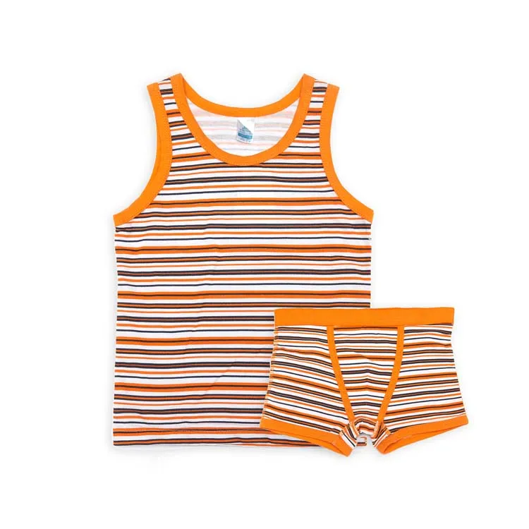 
Hot Sale Summer Cute Young Boys Cotton Underwear Kids Children Cartoon Stripe Breathable Underwear Set Wholesale 