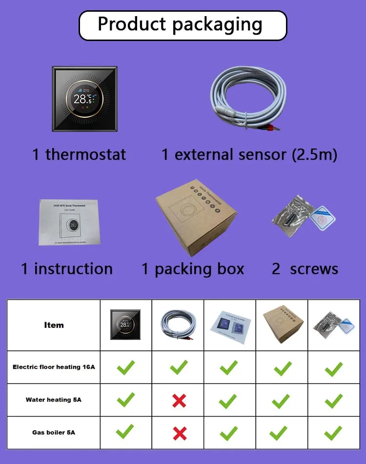 Knob Screen  Thermostat for Electric Heating/Gas Boilers, Remote Voice Control Wifi Temperature Controller