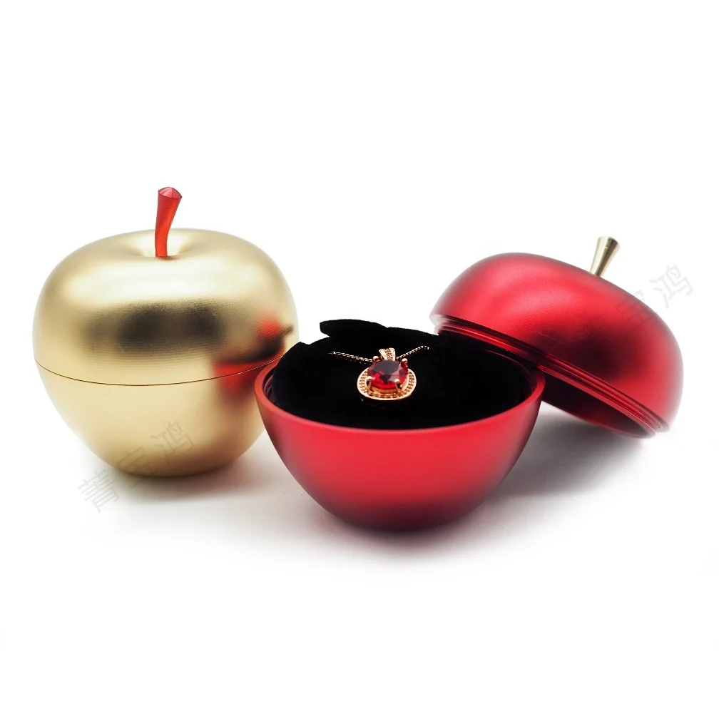 Christmas jewelry packaging apple shape ring box apple trinket box ring gift holder jewelry trinket box