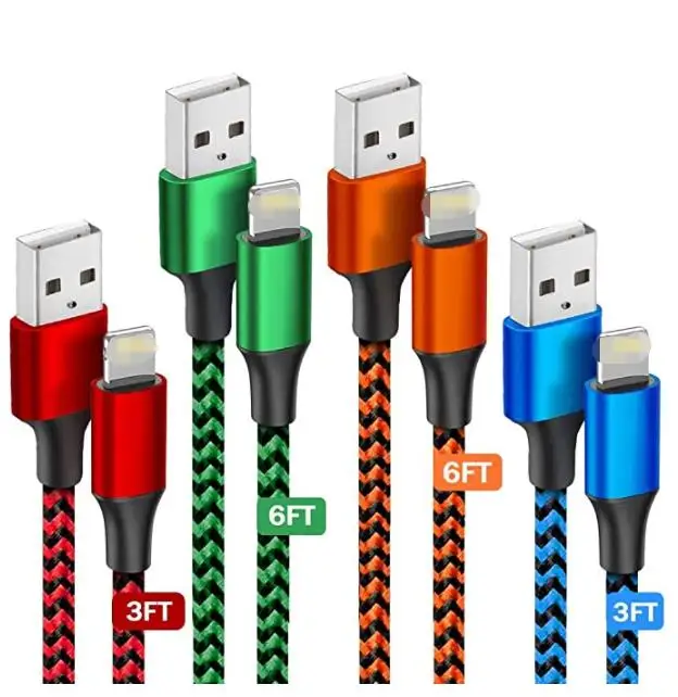 Custom style 3FT 6FT 10FT nylon braided cable 2.4A type-c usb cable for iphone usb fast charge Sync cord High-speed usb cable