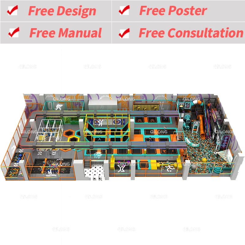 300 Sqm Commercial Customized Style Play Park Trampoline Indoor Playground Kids Soft Play Amusement Park Equipment