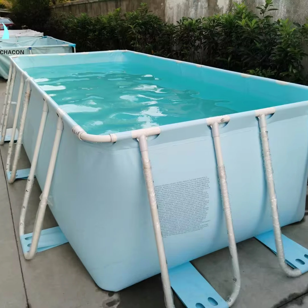 Steel metal frame swimming pool pvc liner with stairs for kids adults swimming pool outdoor plastic in swimming pool water park