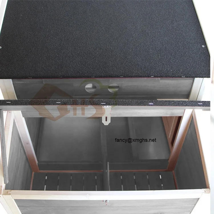 middle size gray and white color cedar fir wood chicken coop small animal cage pet house for backyard domestic use home outdoor