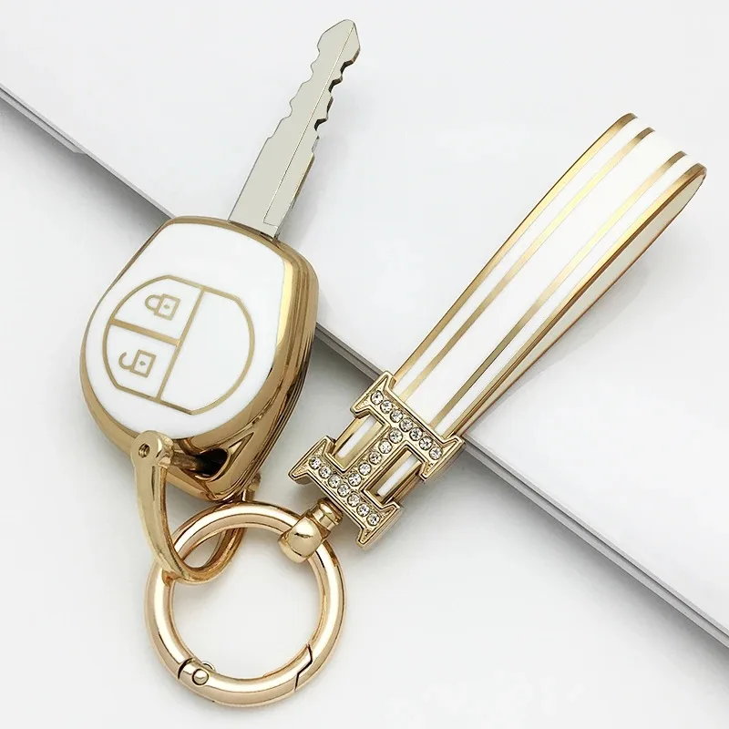 Wholesale gold edge beautiful new soft tpu car smart key case fob cover housing skin for suzuki swift Crossover SX4 JIMNY