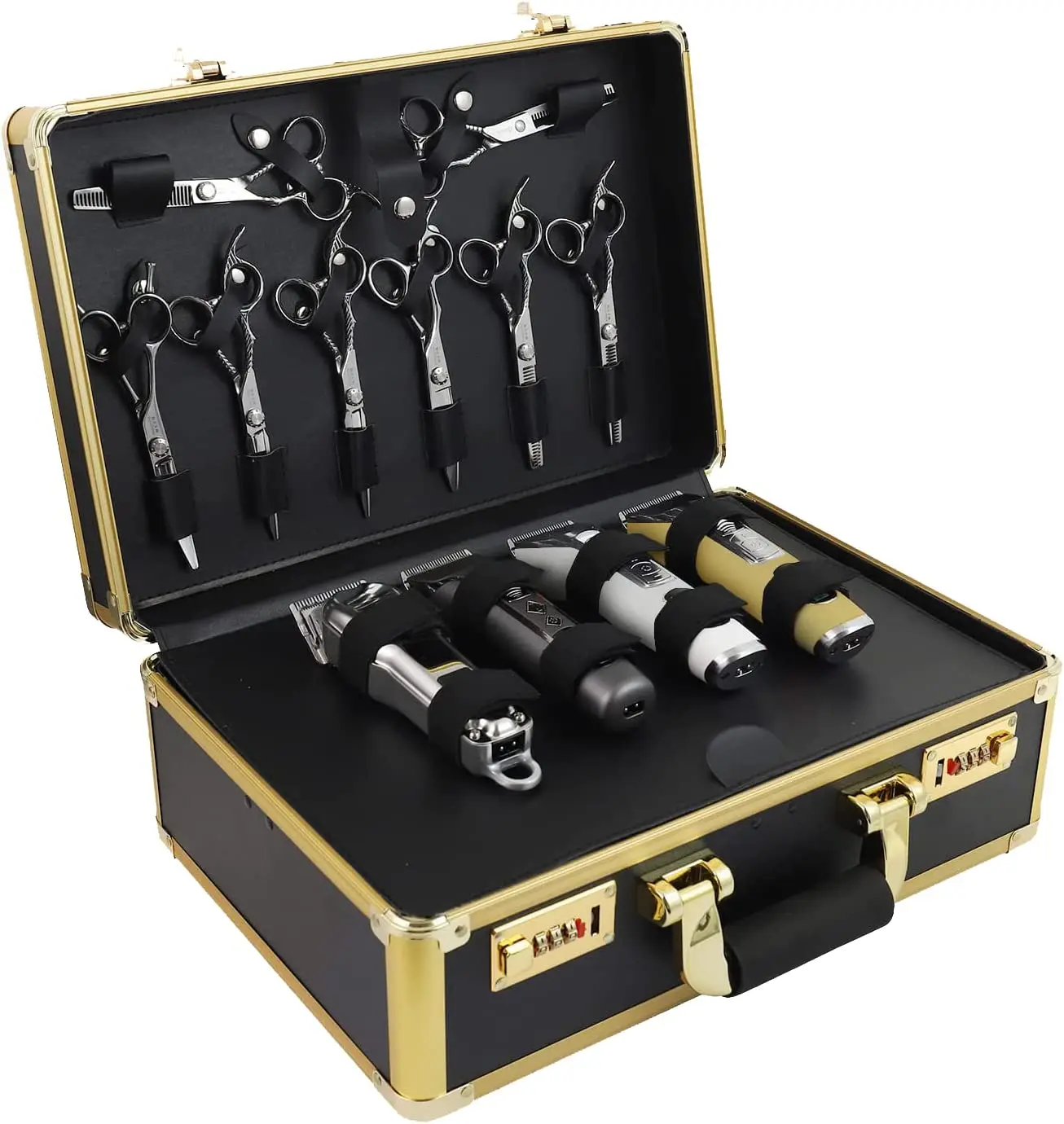 Barber Carrying Case Luxury Portable Barbers Case for Clippers and Supplies Professional Double Layer Barber Organizer