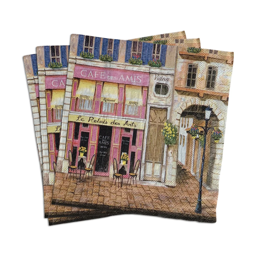 Белые декоративные бумажные салфетки 33x33 см с принтом