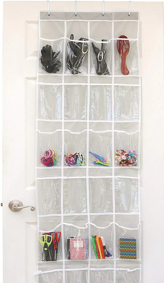 24 Pocket Over the Door Hanging Shoe and Accessories Storage Organizer