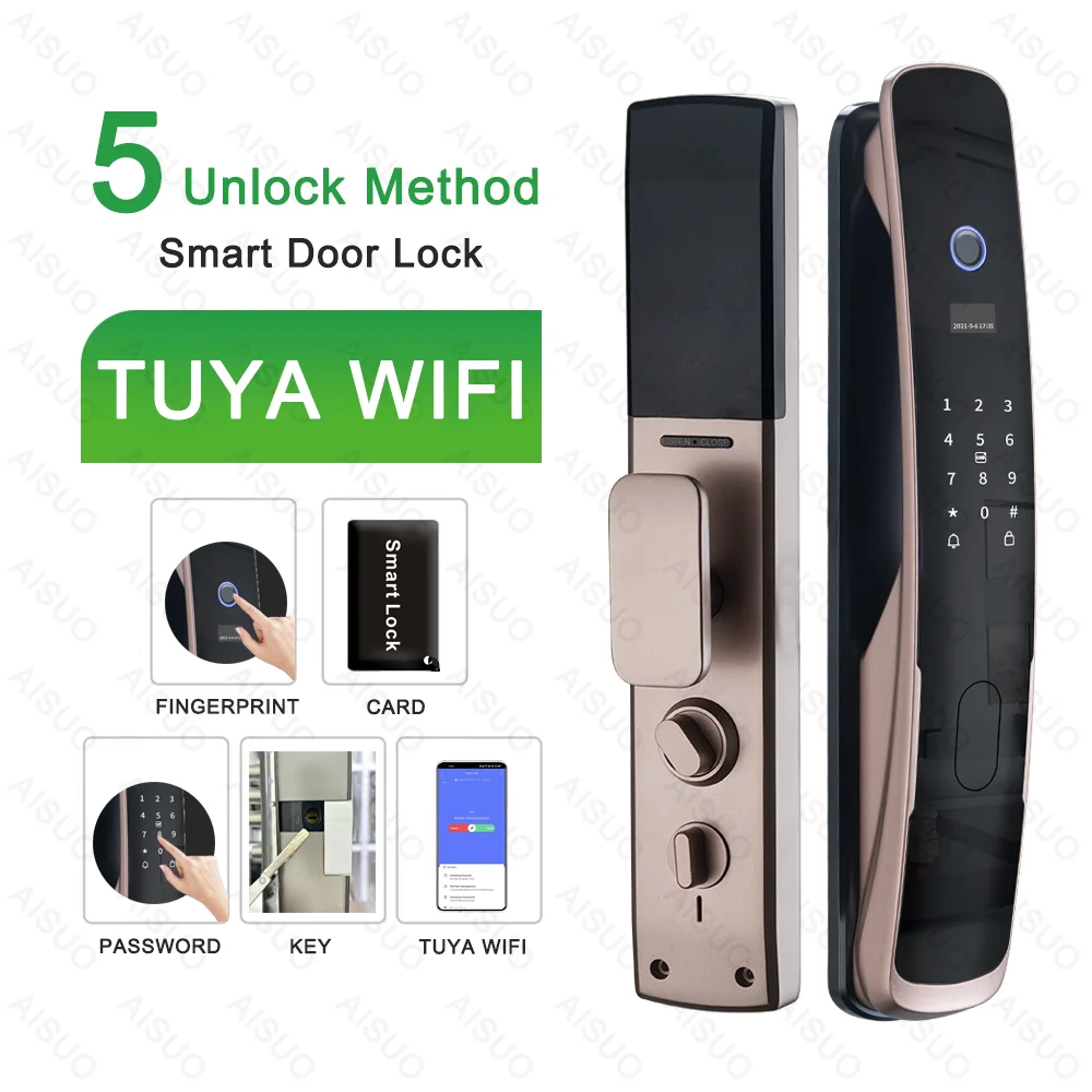 AISUO  Popular Design  Double Sided Fingerprint Pocket Mortise Union Digital Cerradura Inteligente Smart Door Lock