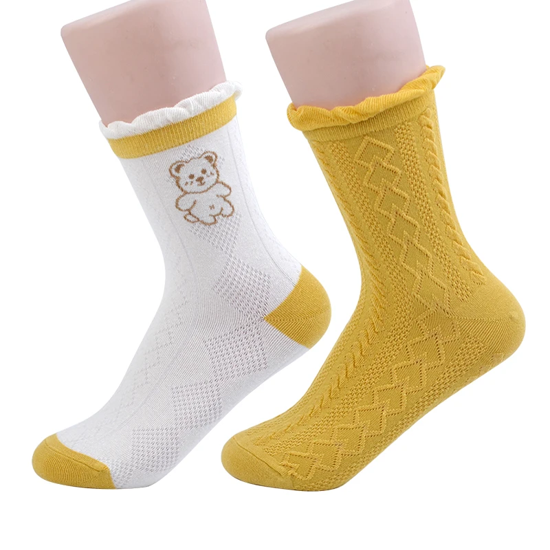 children girls school socks, kids knee high floral cotton socks
