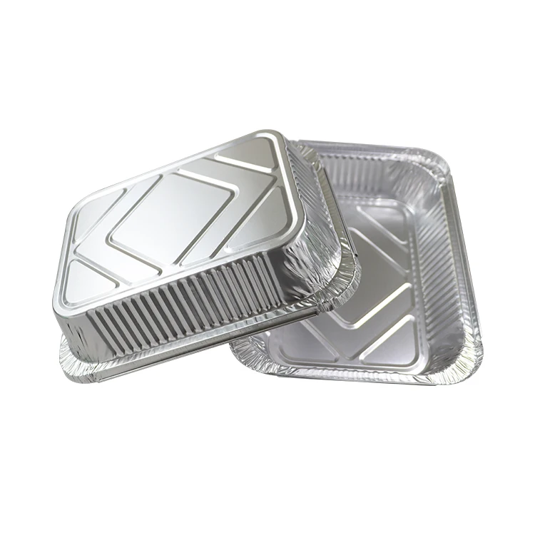 High Temperature Resistant Aluminum Foil Barbecue Tray Takeaway Food Container Rectangle Grill Tin Foil Pans