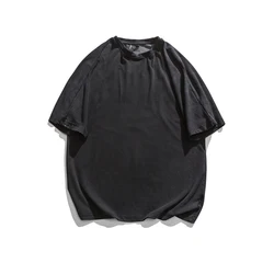 Men Fashion Loose Reverse Cut And Sew T Shirt 100% Cotton Oversized Tshirt Custom Washed Vintage T Shirt