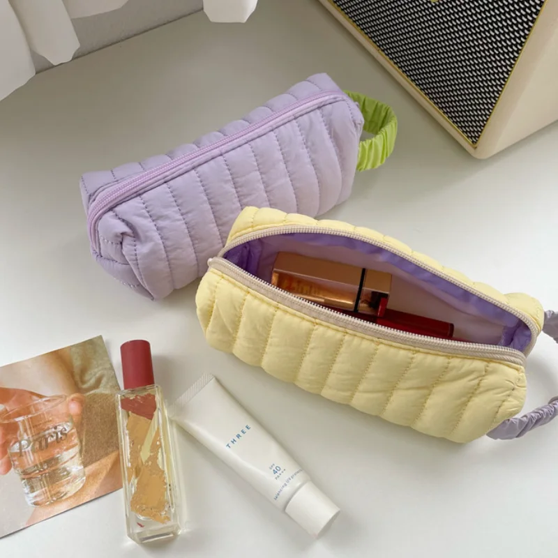 Colorful Nylon Portable Pencil Box Handbag Cartoon School Use  Pen Holder Gift Cute Pencil Case Bag Makeup Bag