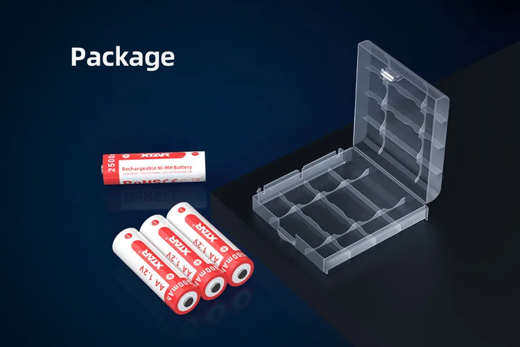 XTAR 4 piece High Performance 1.2 volt Double A Nickel Metal Hyoride Battery AA size 1.2v nimh AA Rechargeable Batteries